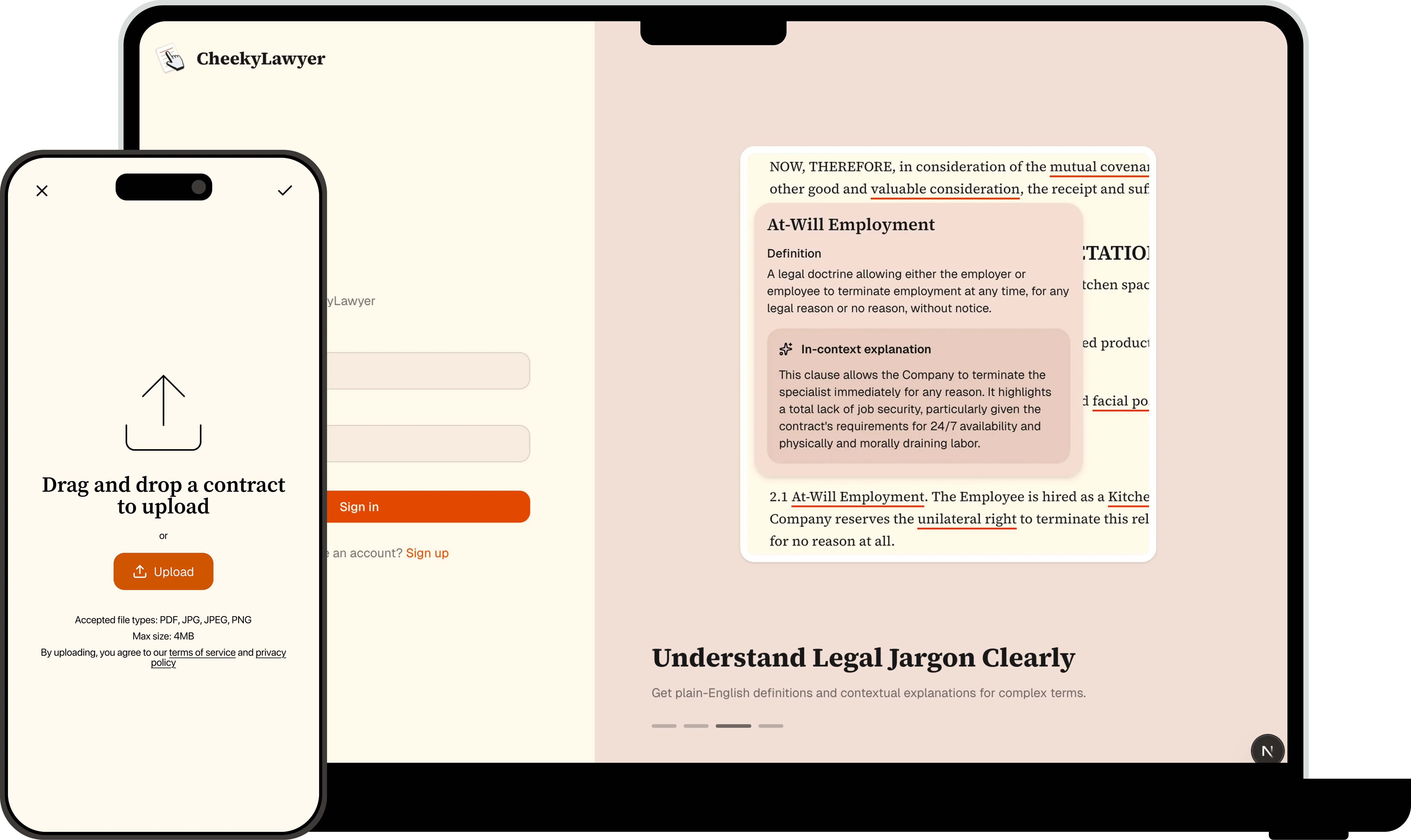 Image showing the CheekyLawyer landing page